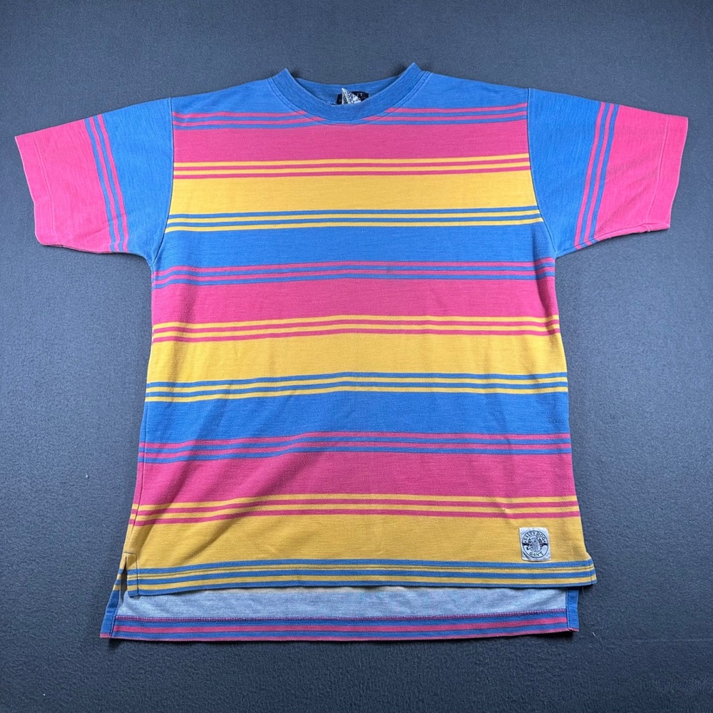 Vintage Salty Dog‎ Striped Polo Shirt Large GANT Striped Cotton Blend Retro SS
